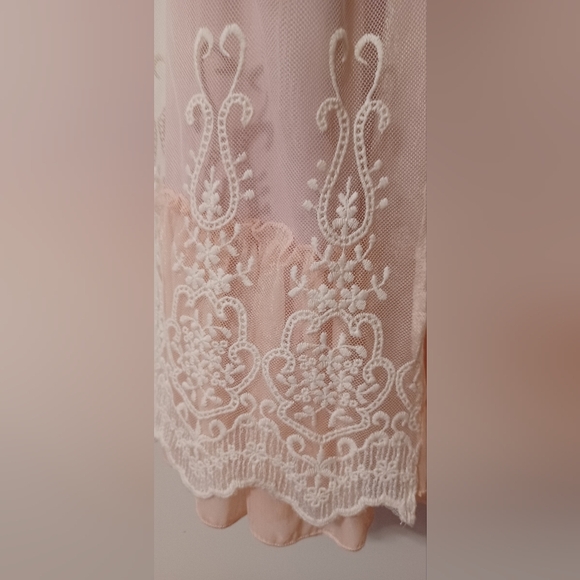 A'Reve Anthropologie light pink layered lace sleeveless bow back dress Large - Picture 7 of 9